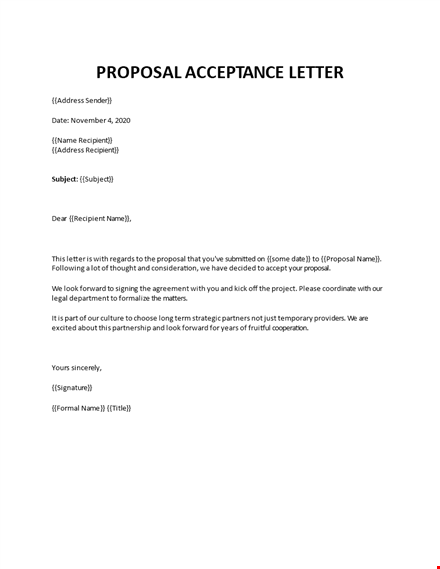 proposal acceptance letter template