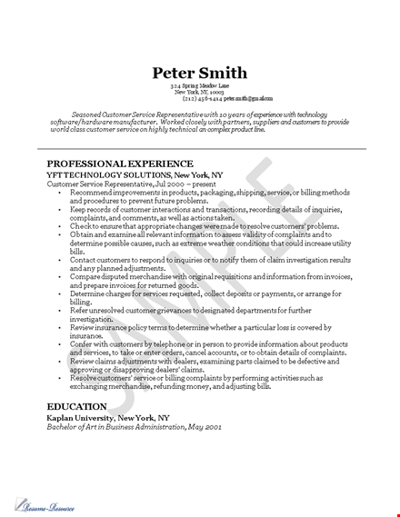 customer service representative resume sample template