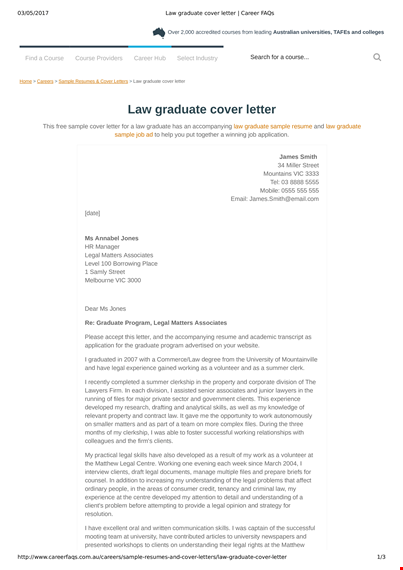 legal graduate cover letter template for law graduates template