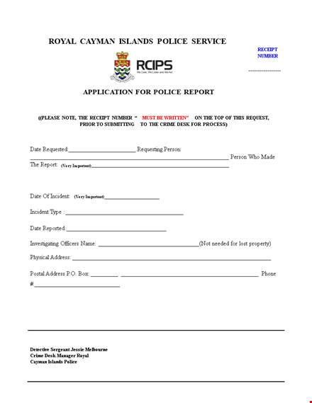 police report application template