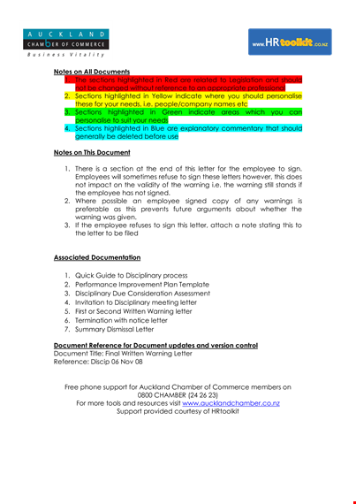 final written warning letter template