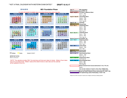 midterm exam dates calendar, important dates, exam schedule, academic calendar template