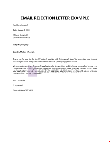 applicant rejection letter template