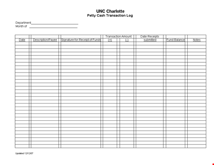 efficiently track petty cash transactions with our petty cash log - charlotte template