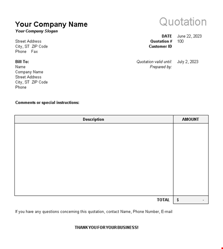 customizable quote template for your company - free download template