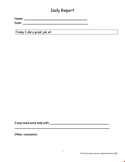 daily student: complete teacher comments & points template