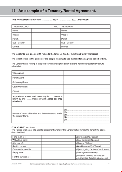 tenancy rental agreement template template