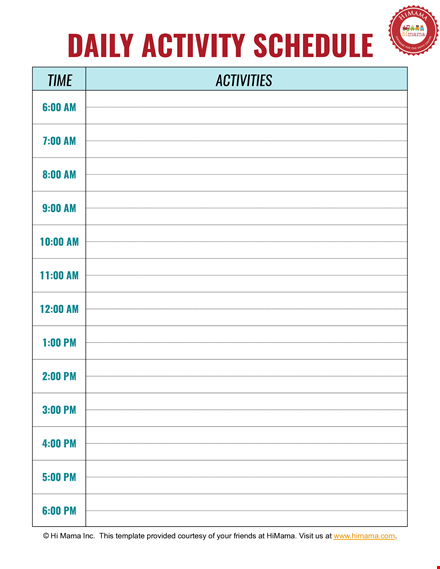 daily activity schedule template - efficiently plan your daycare activities | himama template
