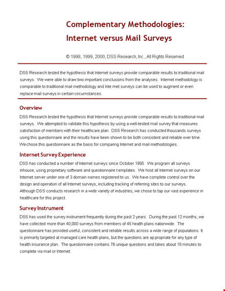 sample mail survey template free download template
