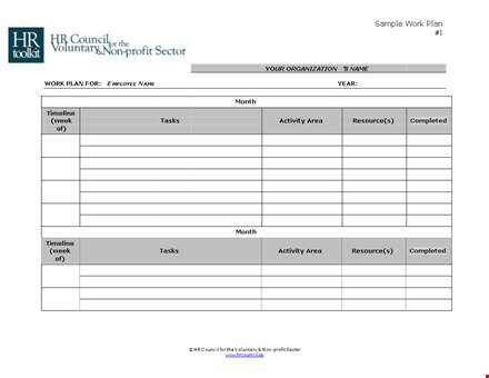 monthly work plan template | create timelines in minutes template