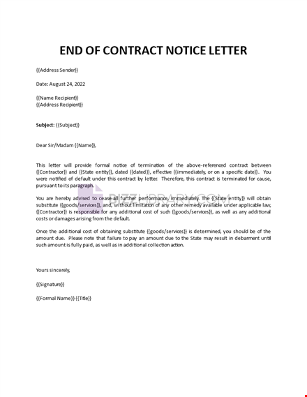 end of contract notice template