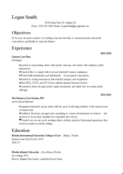 corporate attorney resume sample template