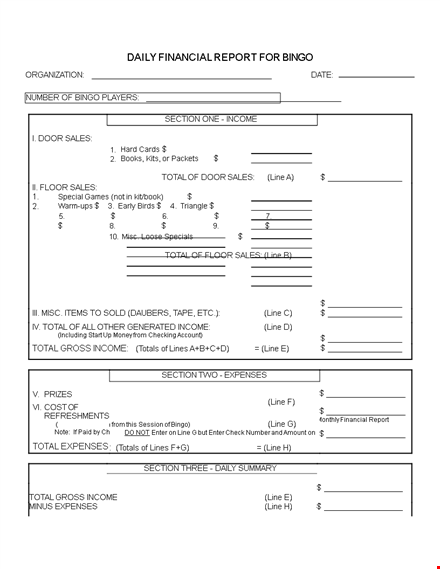 daily financial template