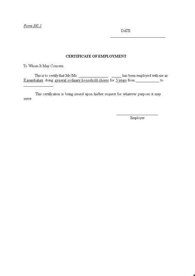 download your certificate of employment template