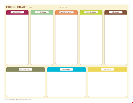 free printable chore chart template - organize chores for monday to saturday template