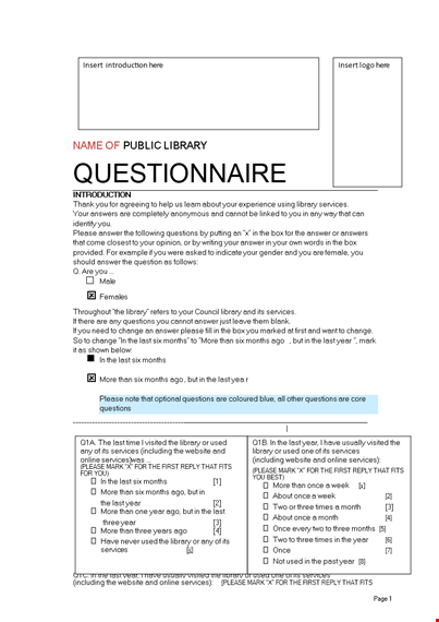 create effective questionnaires with our questionnaire template library template