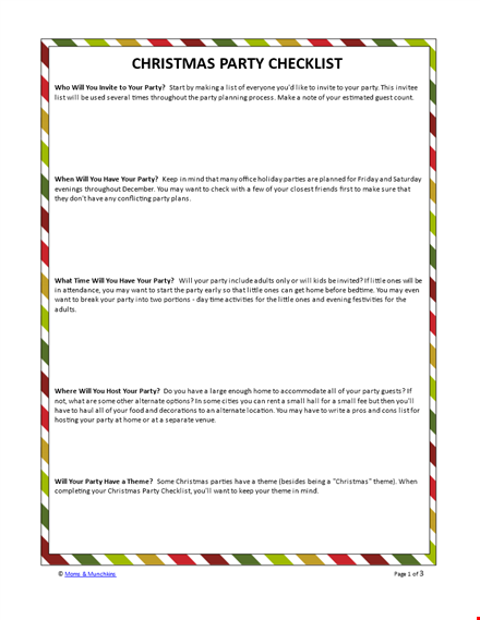 christmas party checklist template
