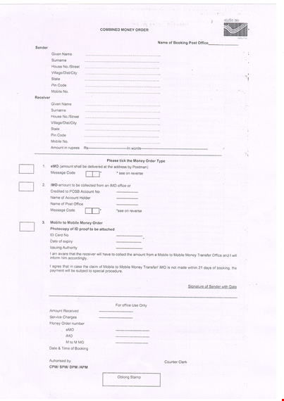 orginal post office money order example template