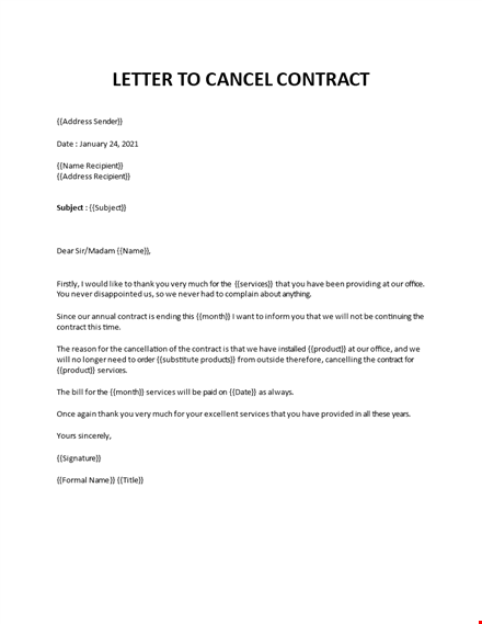 letter to cancel the contract template