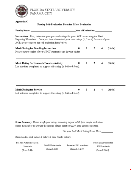 examples of effective self-evaluation for rating and merit score template