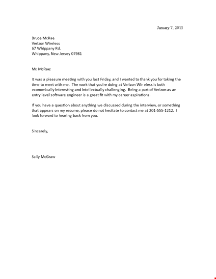 thank you letter for verizon wireless  template