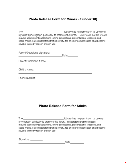 get your photos published - use our library photo release form template