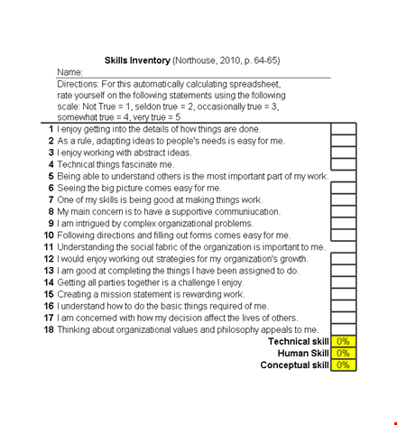 skills inventory template