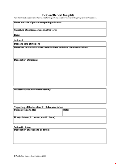 easy-to-use incident report template - report any incident involving persons template