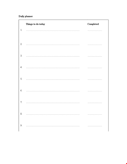 sample day planner template template