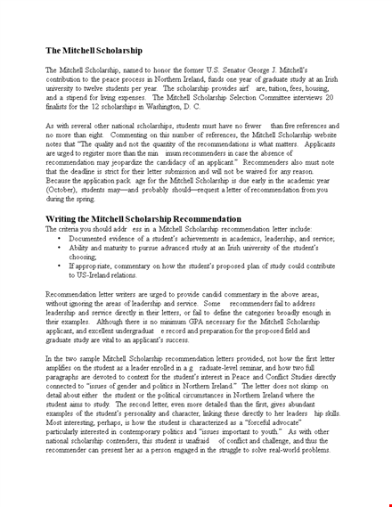 scholarship letter of recommendation template