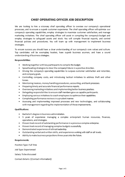 chief operating officer job description template