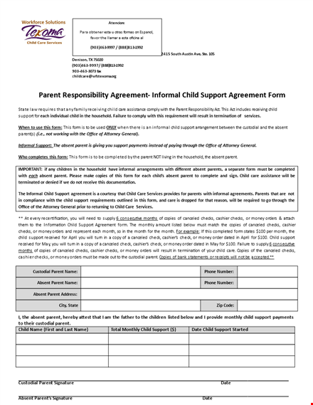 child support agreement | ensuring financial security template