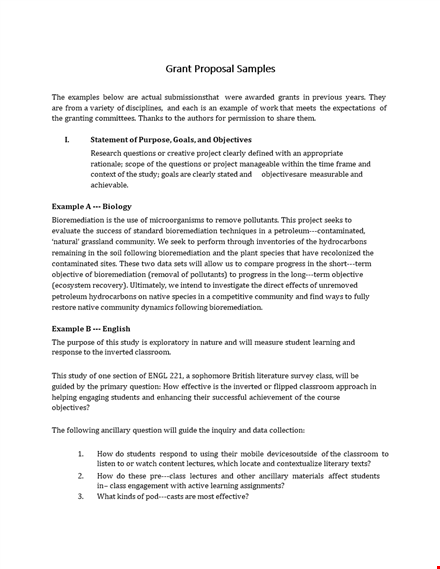 grant proposal template for english study on bioremediation template