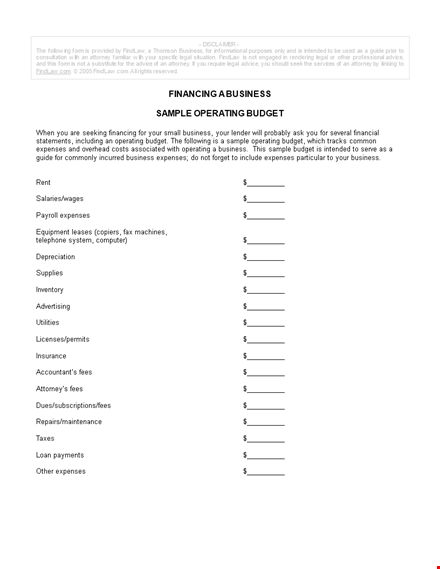 small business operating budget template | track expenses and boost your business | findlaw template