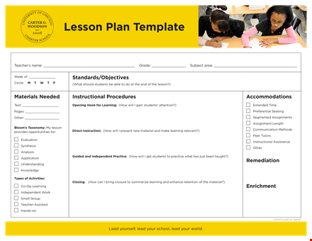 effective lesson plan template for student learning template