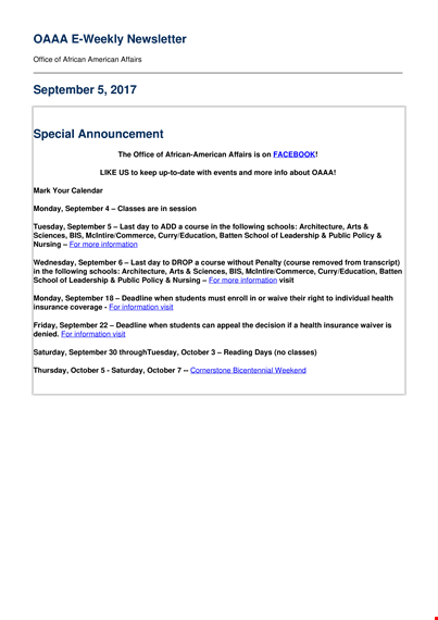 oaaa e weekly newsletters template