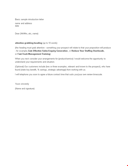 attention, prospect! create a professional letter of introduction template