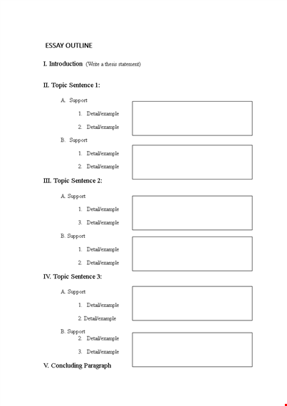 essay outline template - support your essay writing | example, topic, detail, sentence template