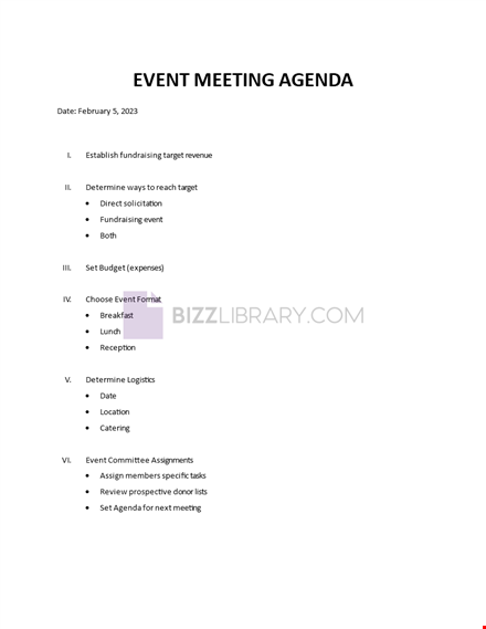 agenda template for event meeting template
