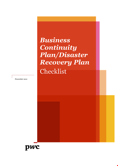disaster recovery plan checklist template for business continuity - pricewaterhousecoopers template