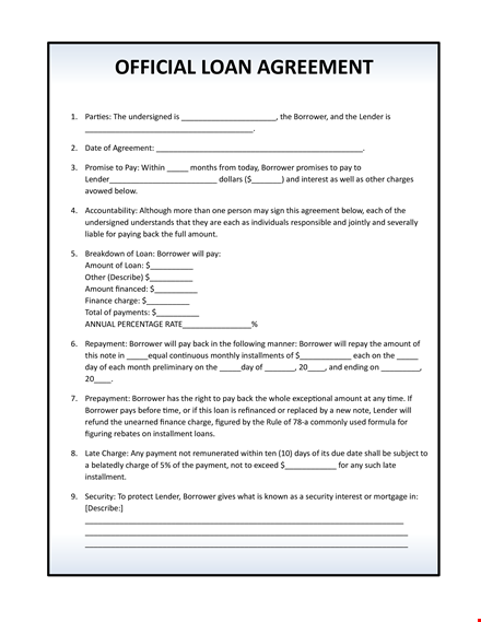 download loan agreement template for borrower and lender | loan agreement template