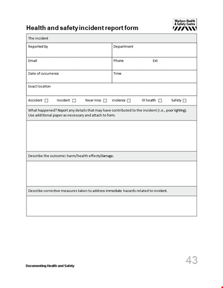effective incident report template for safety and health reporting template