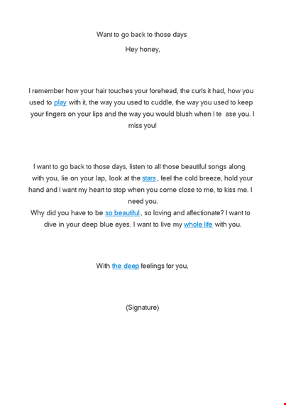 short love letter for girlfriend template