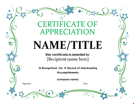 certificate of appreciation | awarded for recognition template