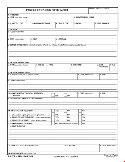 effective disciplinary action forms for prisoners | download today template