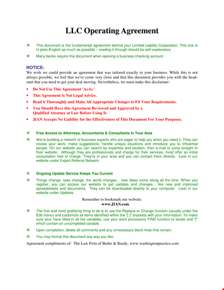 create an effective llc operating agreement with our template template