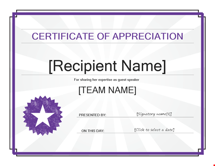 create lasting memories with a certificate of appreciation for the recipient template