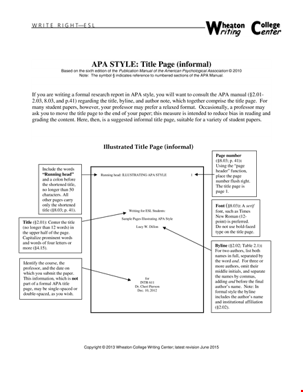 create an informal apa title page with proper title style template