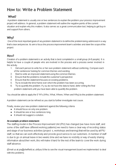 effective problem statement template - streamline your staff and process template