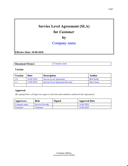 customer service agreement template | company support & customer service template